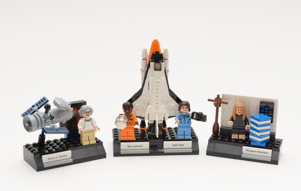 Four Lego figurines of real women who contributed to NASA